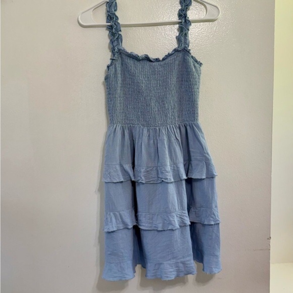 Lulu's Blue Tiered Ruffle Mini Sundress